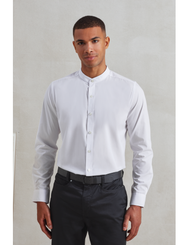 PRE-PR258-Mens Banded Collar Grandad Long Sleeve Shirt
